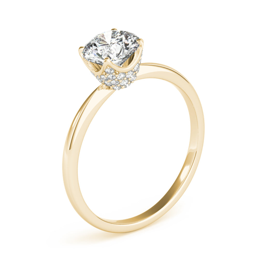 Heirloom Center Round Diamond Engagement Ring in 10K/14K gold and platinum with certified lab-grown or natural diamonds