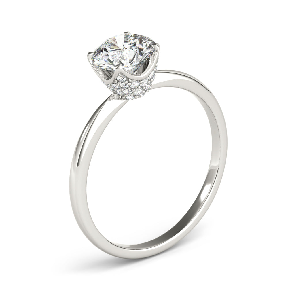 Heirloom Center Round Diamond Engagement Ring in 10K/14K gold and platinum with certified lab-grown or natural diamonds