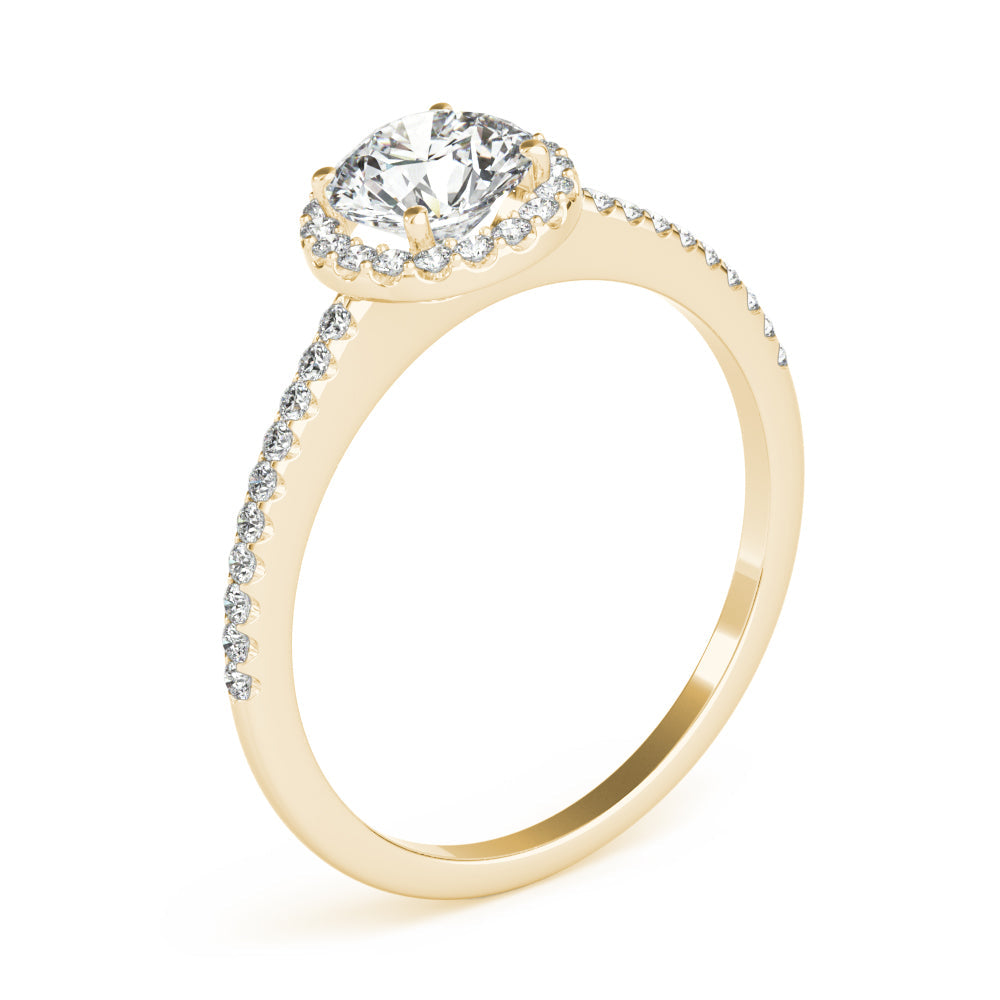 Luxe Halo Ring Round Diamond Engagement Ring in 10K/14K gold and platinum with certified lab-grown or natural diamonds
