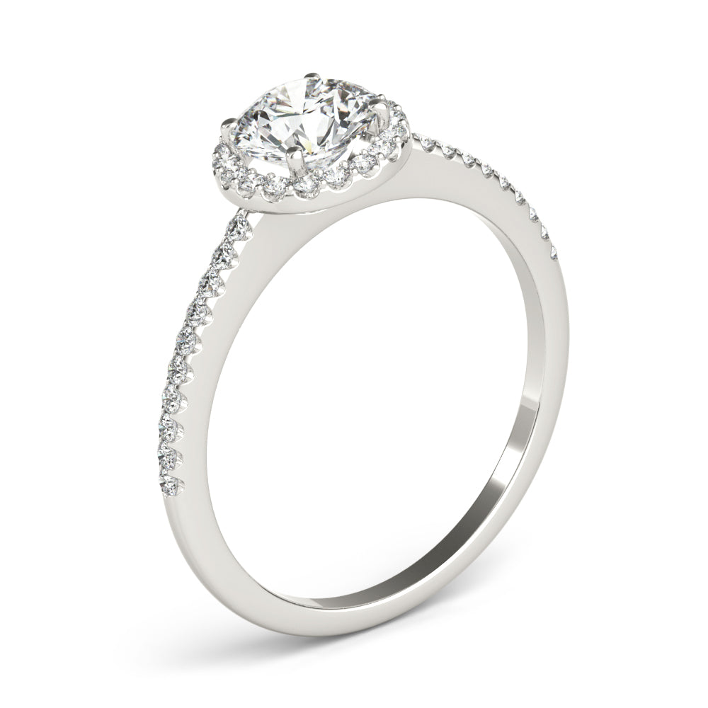 Luxe Halo Ring Round Diamond Engagement Ring in 10K/14K gold and platinum with certified lab-grown or natural diamonds
