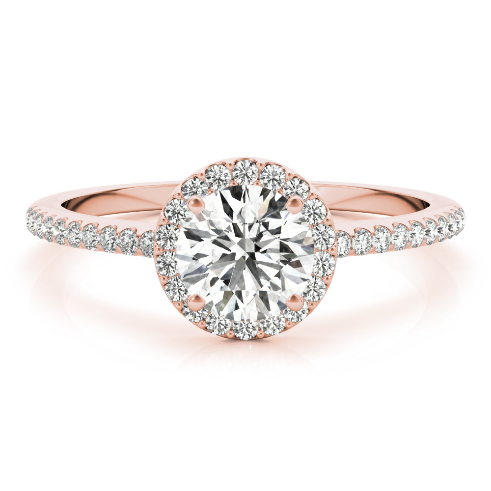 Luxe Halo Ring Round Diamond Engagement Ring in 10K/14K gold and platinum with certified lab-grown or natural diamonds