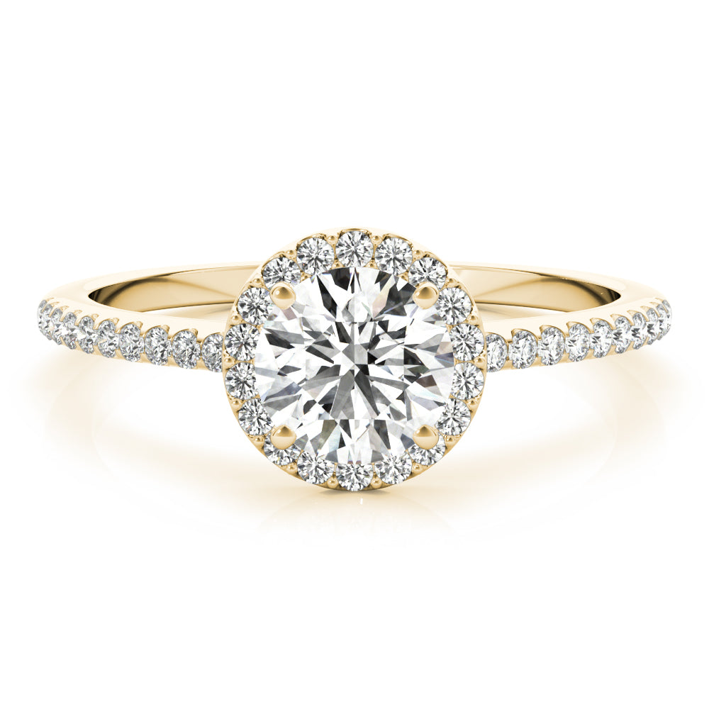 Luxe Halo Ring Round Diamond Engagement Ring in 10K/14K gold and platinum with certified lab-grown or natural diamonds
