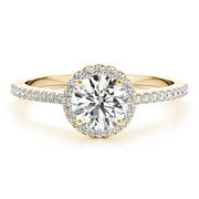 Luxe Halo Ring Round Diamond Engagement Ring in 10K/14K gold and platinum with certified lab-grown or natural diamonds
