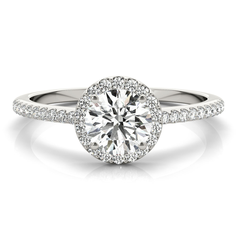 Luxe Halo Ring Round Diamond Engagement Ring in 10K/14K gold and platinum with certified lab-grown or natural diamonds