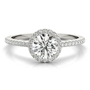 Luxe Halo Ring Round Diamond Engagement Ring in 10K/14K gold and platinum with certified lab-grown or natural diamonds