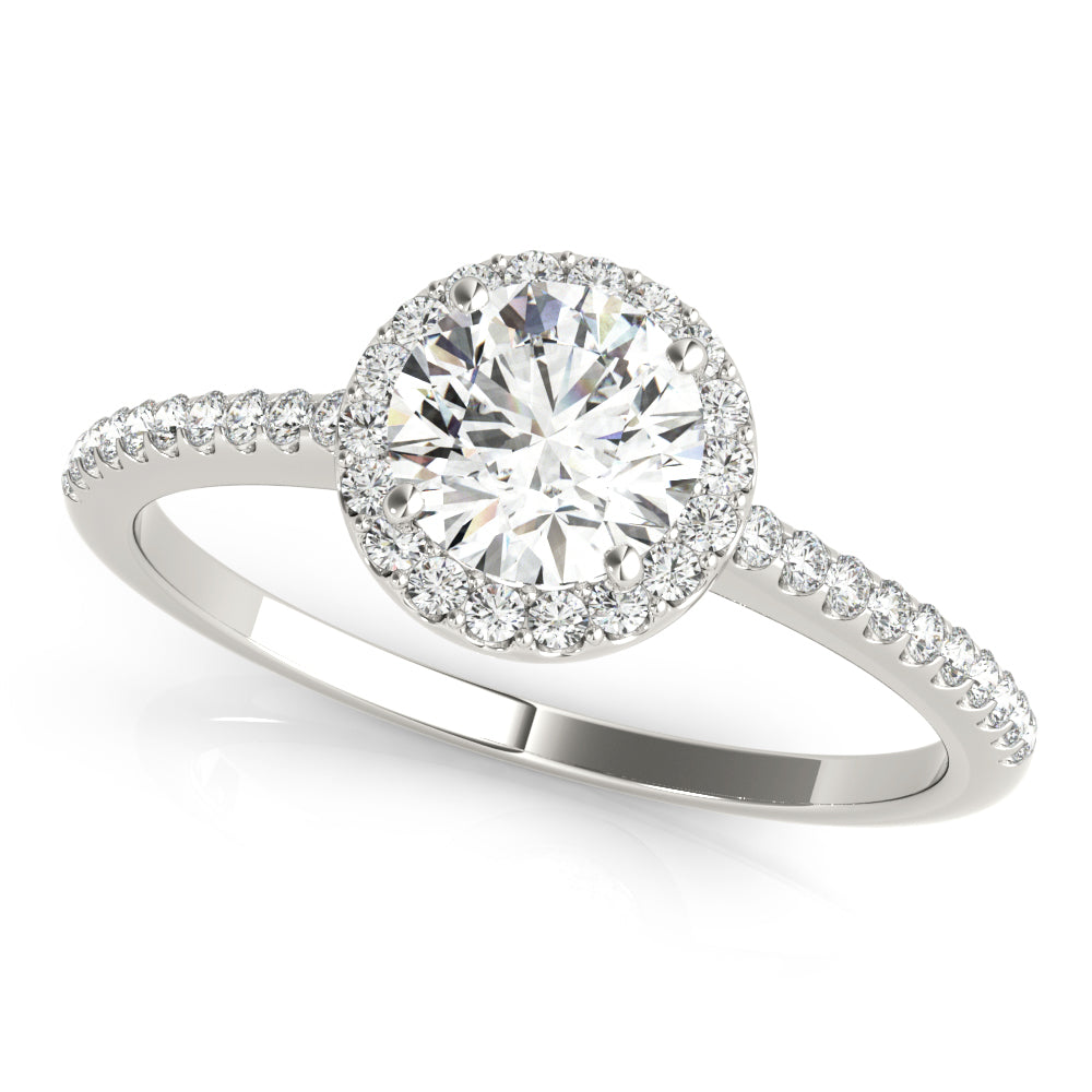 Luxe Halo Ring Round Diamond Engagement Ring in 10K/14K gold and platinum with certified lab-grown or natural diamonds