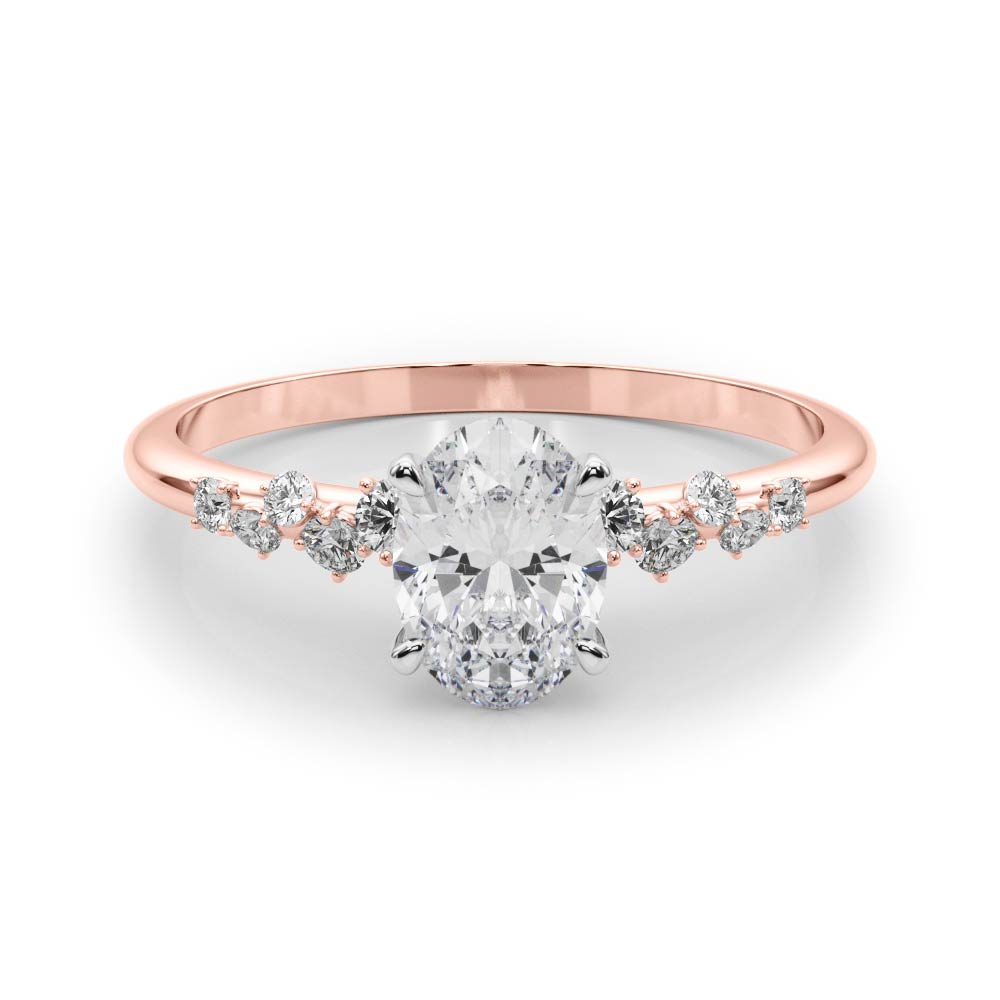 Regal Fashion Rings Oval Diamond Engagement Ring in 10K/14K gold and platinum with certified lab-grown or natural diamonds