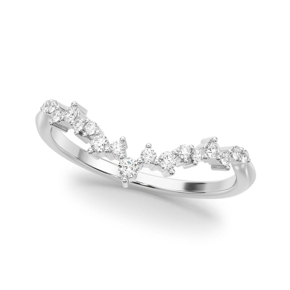 Chevron Cluster Half Eternity Ring in Gold & Platinum