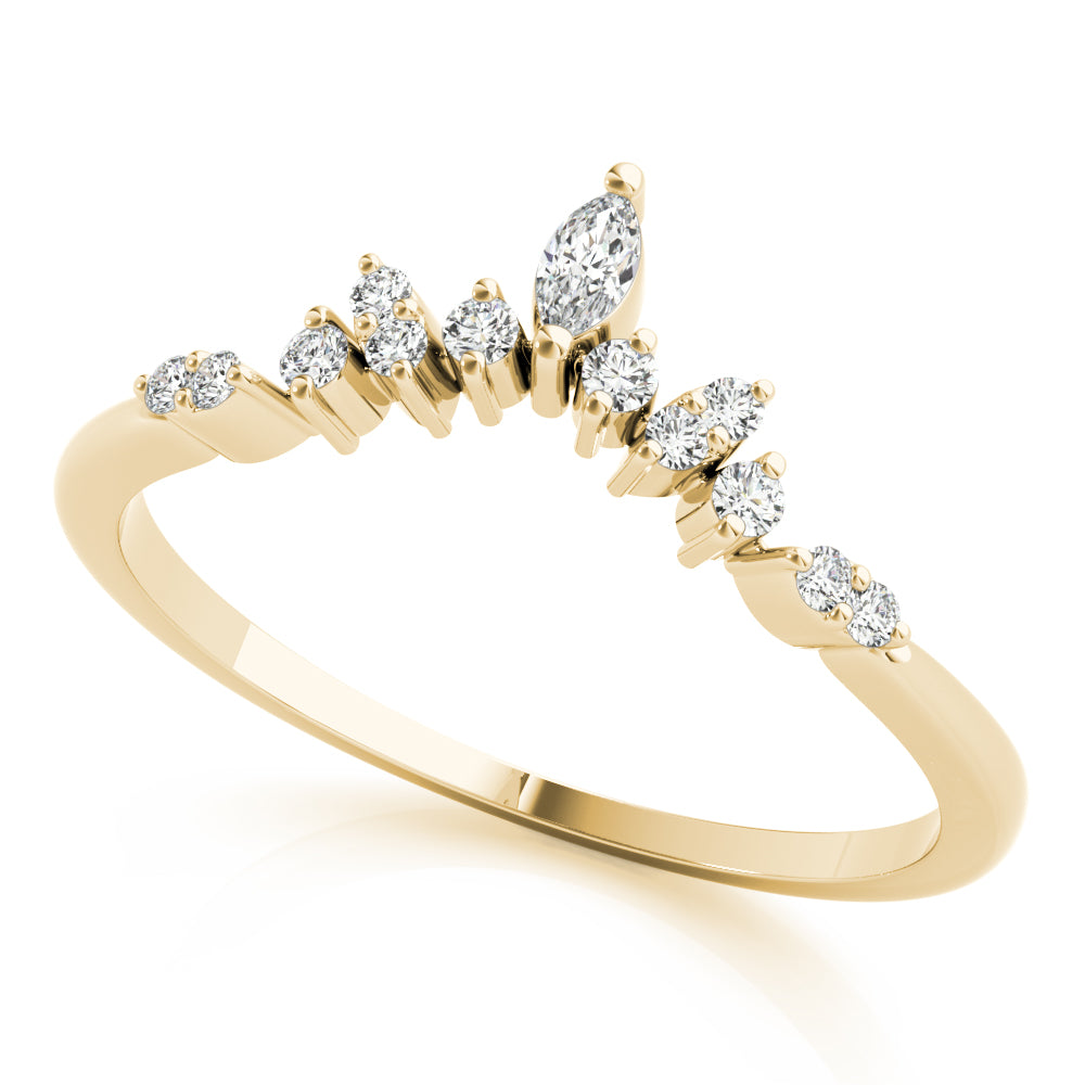 Chevron Marquise Half Eternity Ring in 10K/14K gold and platinum with certified lab-grown or natural diamonds