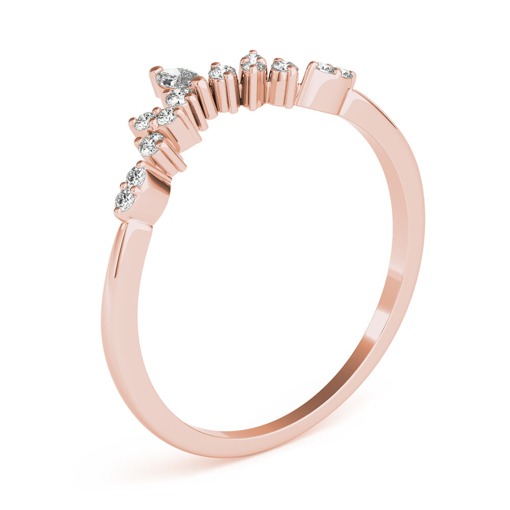 Chevron Marquise Half Eternity Ring in Gold & Platinum