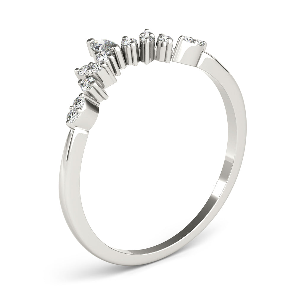 Chevron Marquise Half Eternity Ring in Gold & Platinum
