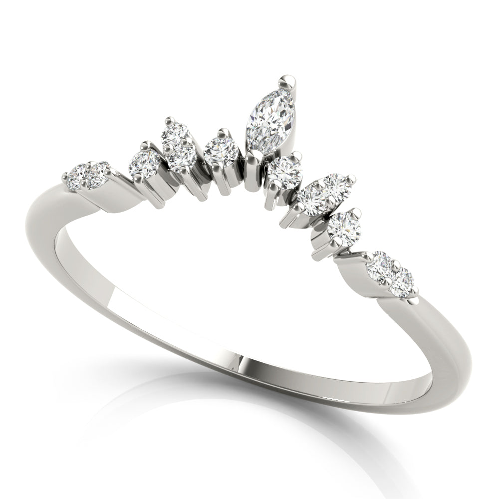 Chevron Marquise Half Eternity Ring in Gold & Platinum