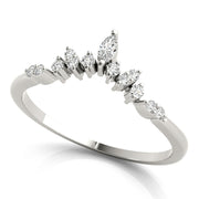 Chevron Marquise Half Eternity Ring in Gold & Platinum