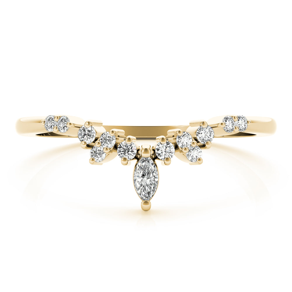 Chevron Marquise Half Eternity Ring in Gold & Platinum