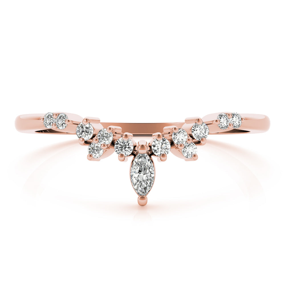 Chevron Marquise Half Eternity Ring in Gold & Platinum