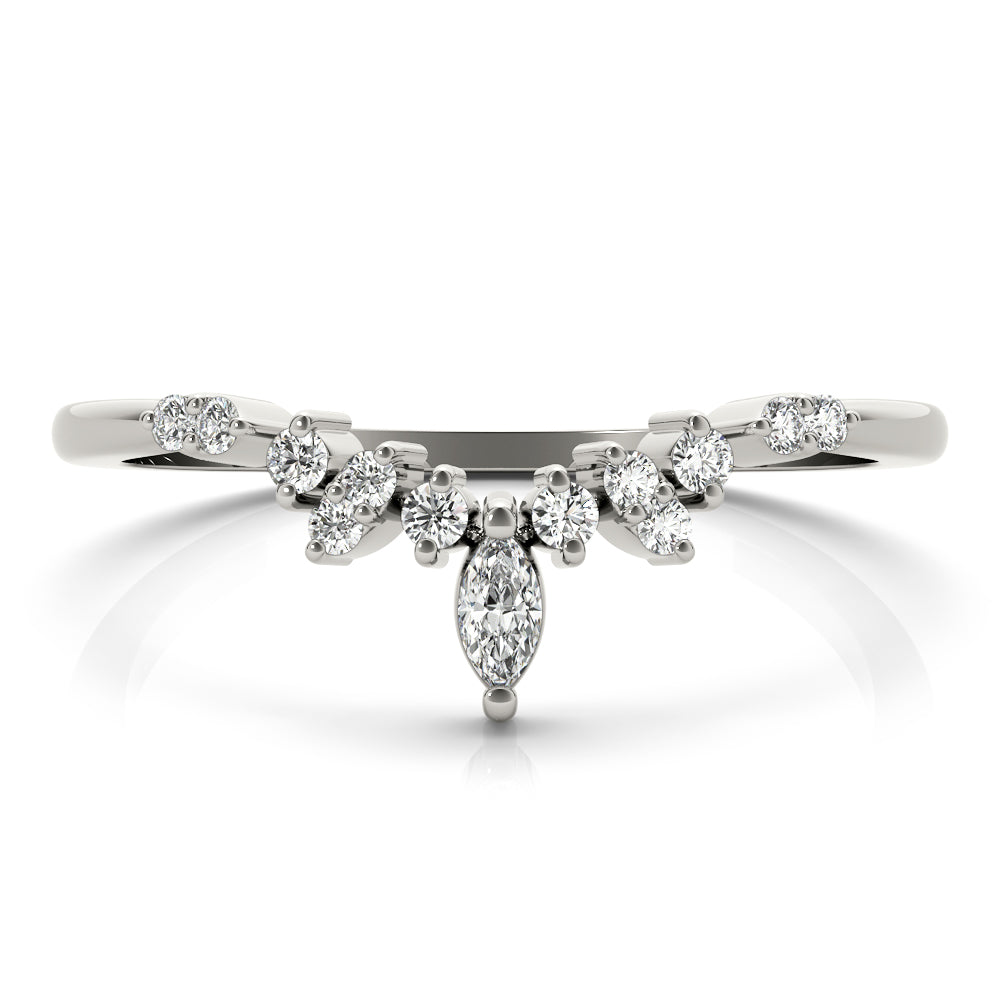 Chevron Marquise Half Eternity Ring in Gold & Platinum