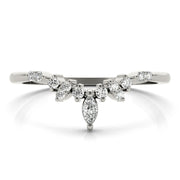 Chevron Marquise Half Eternity Ring in Gold & Platinum