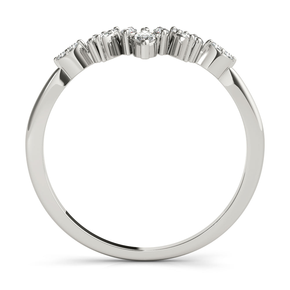 Chevron Marquise Half Eternity Ring in Gold & Platinum