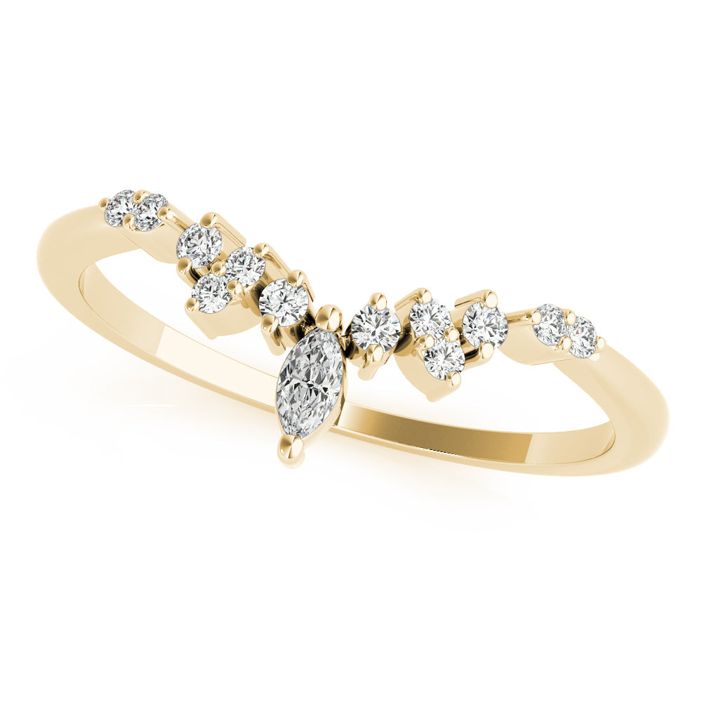 Chevron Marquise Half Eternity Ring in Gold & Platinum