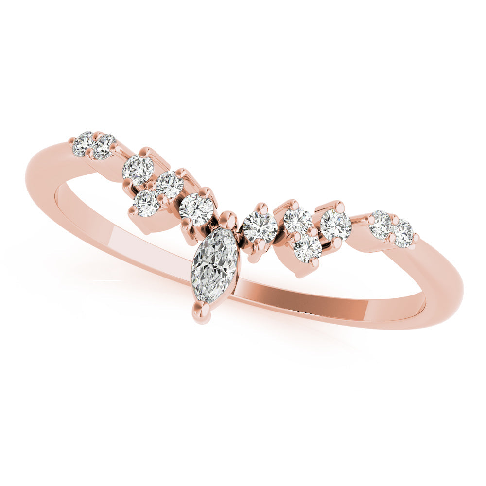 Chevron Marquise Half Eternity Ring in Gold & Platinum
