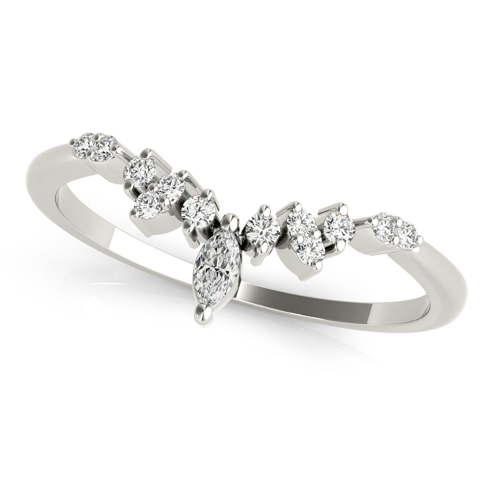 Chevron Marquise Half Eternity Ring in Gold & Platinum