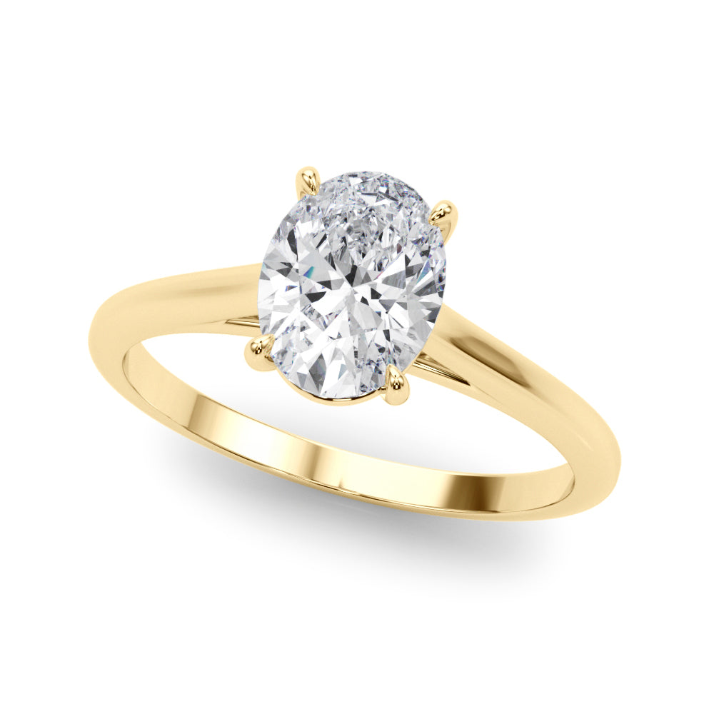 Noble Solitaire Oval Diamond Engagement Ring in 10K/14K gold and platinum with certified lab-grown or natural diamonds