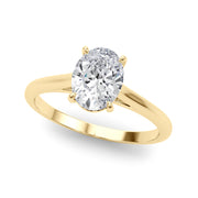 Noble Solitaire Oval Diamond Engagement Ring in 10K/14K gold and platinum with certified lab-grown or natural diamonds