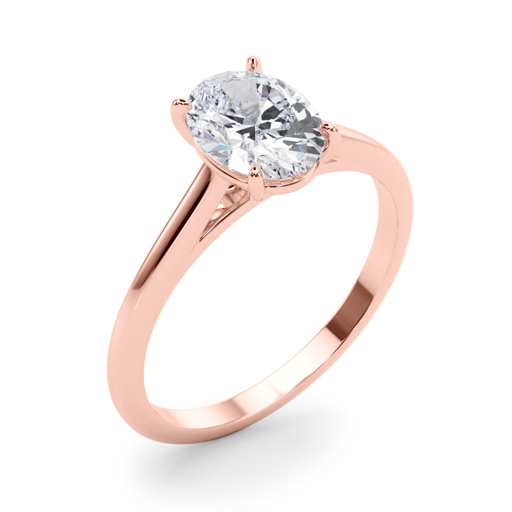 Noble Solitaire Oval Diamond Engagement Ring in 10K/14K gold and platinum with certified lab-grown or natural diamonds