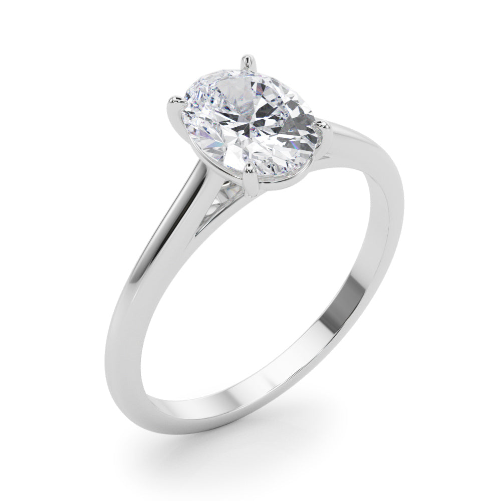 Noble Solitaire Oval Diamond Engagement Ring in 10K/14K gold and platinum with certified lab-grown or natural diamonds