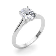 Noble Solitaire Oval Diamond Engagement Ring in 10K/14K gold and platinum with certified lab-grown or natural diamonds