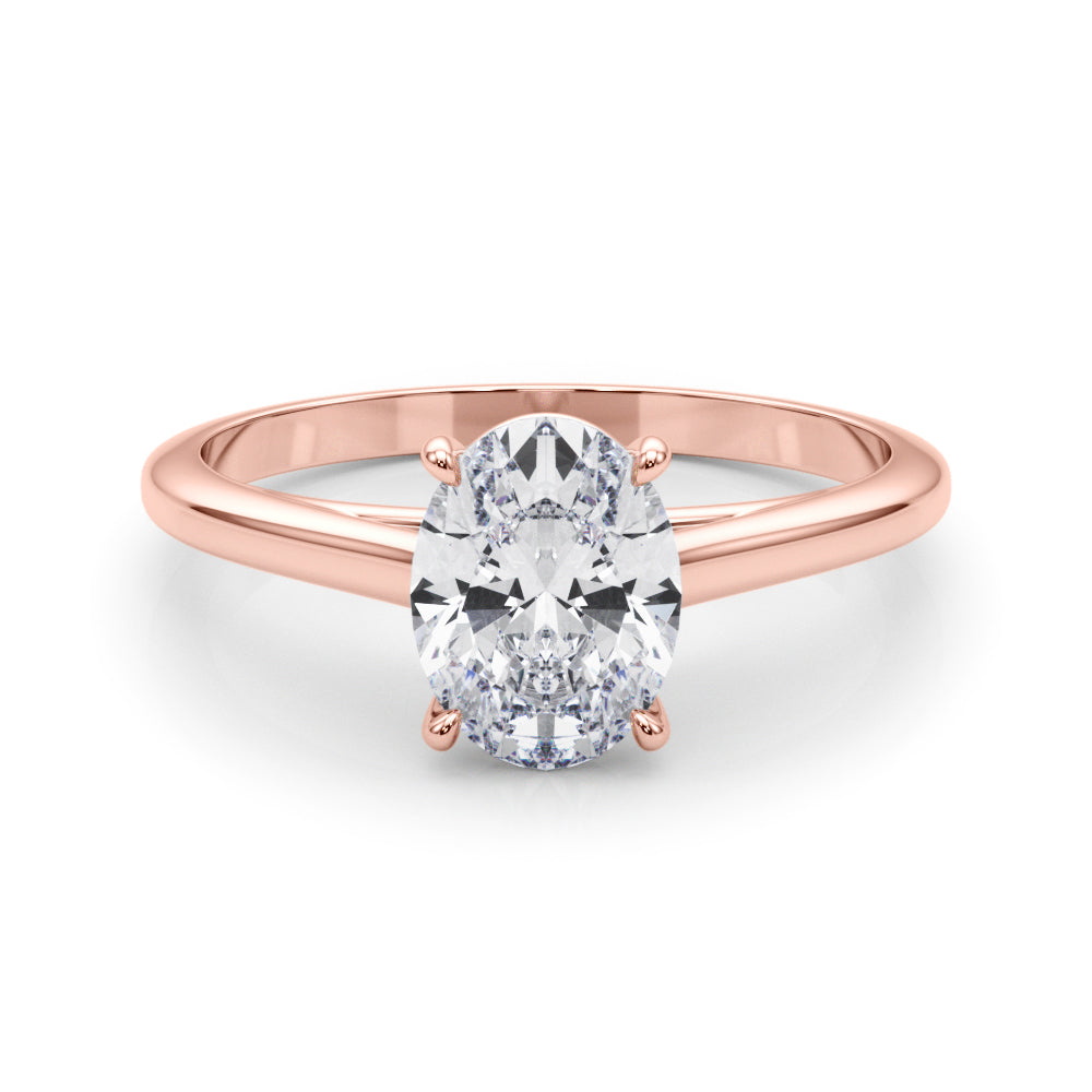 Noble Solitaire Oval Diamond Engagement Ring in 10K/14K gold and platinum with certified lab-grown or natural diamonds