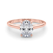 Noble Solitaire Oval Diamond Engagement Ring in 10K/14K gold and platinum with certified lab-grown or natural diamonds