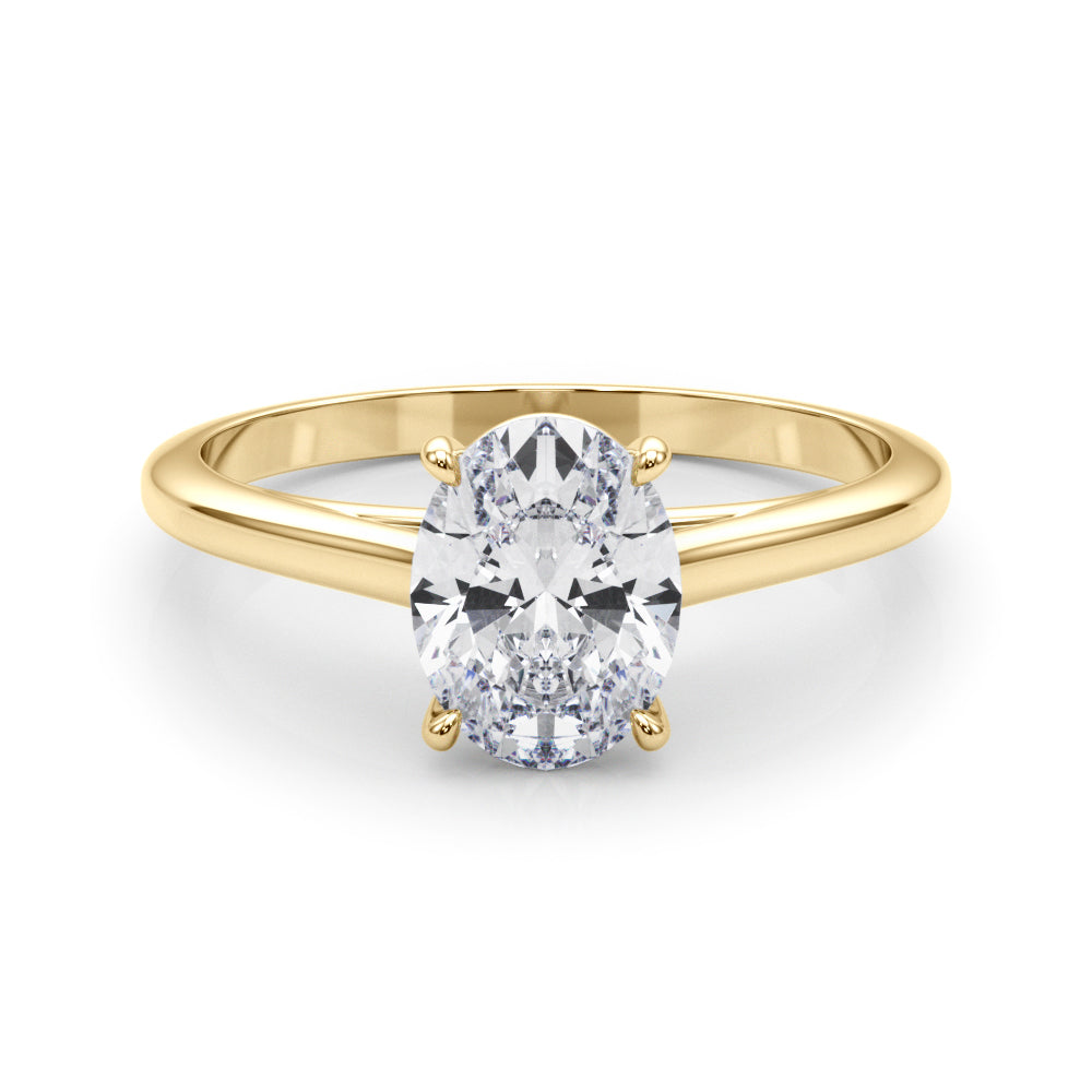 Noble Solitaire Oval Diamond Engagement Ring in 10K/14K gold and platinum with certified lab-grown or natural diamonds