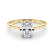 Noble Solitaire Oval Diamond Engagement Ring in 10K/14K gold and platinum with certified lab-grown or natural diamonds