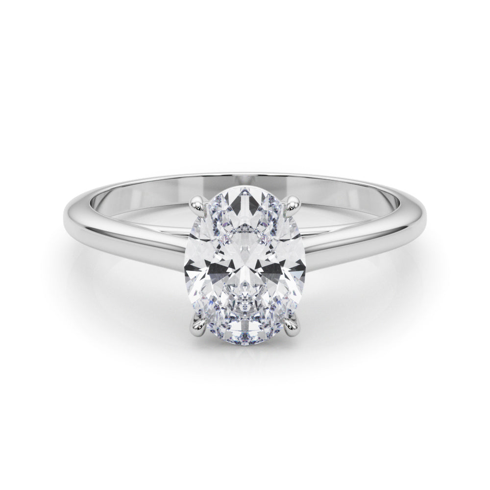 Noble Solitaire Oval Diamond Engagement Ring in 10K/14K gold and platinum with certified lab-grown or natural diamonds
