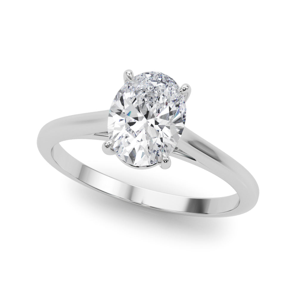 Noble Solitaire Oval Diamond Engagement Ring in 10K/14K gold and platinum with certified lab-grown or natural diamonds
