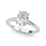 Noble Solitaire Oval Diamond Engagement Ring in 10K/14K gold and platinum with certified lab-grown or natural diamonds