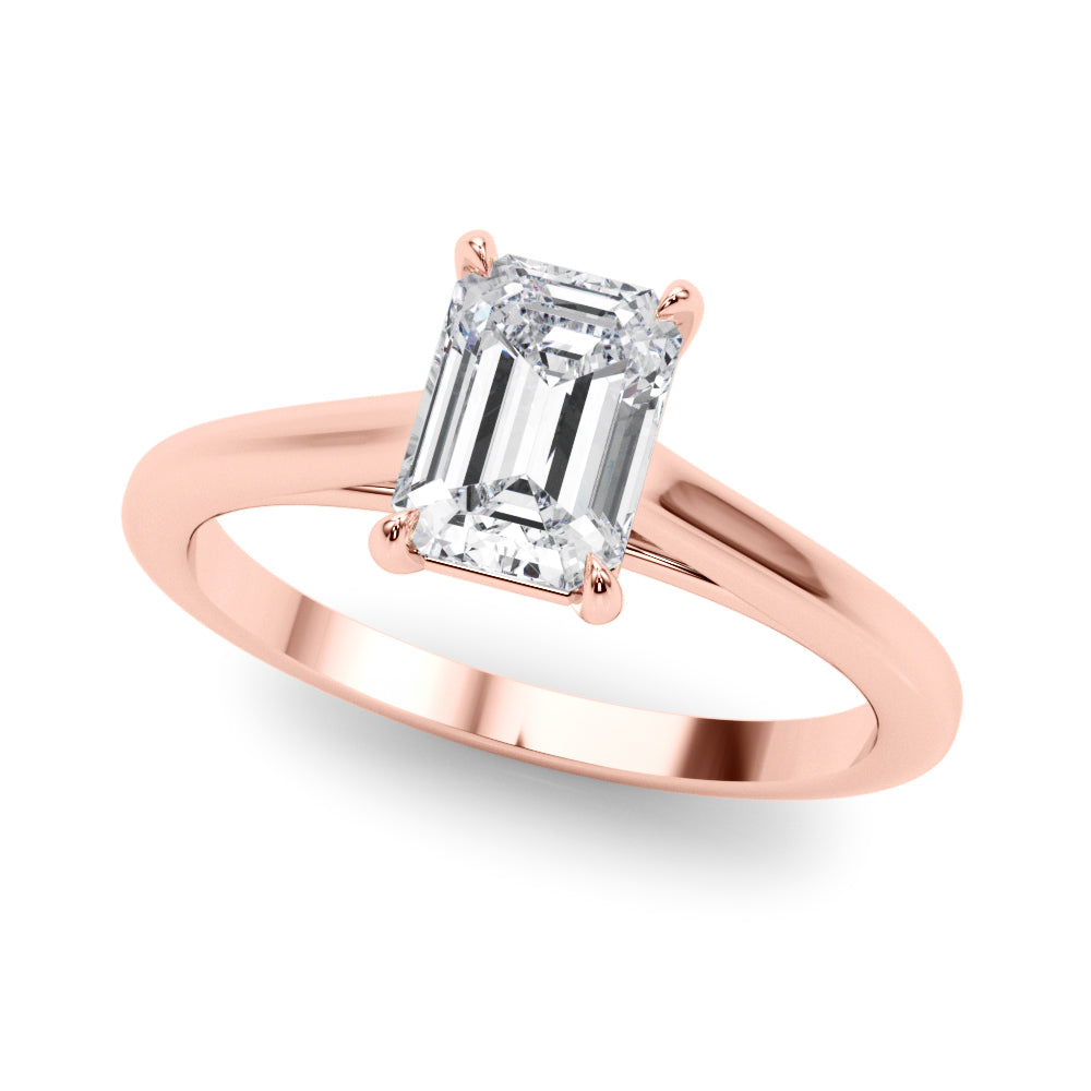 Classic Solitaire Cut Emerald Diamond Engagement Ring in 10K/14K gold and platinum with certified lab-grown or natural diamonds