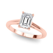 Classic Solitaire Cut Emerald Diamond Engagement Ring in 10K/14K gold and platinum with certified lab-grown or natural diamonds