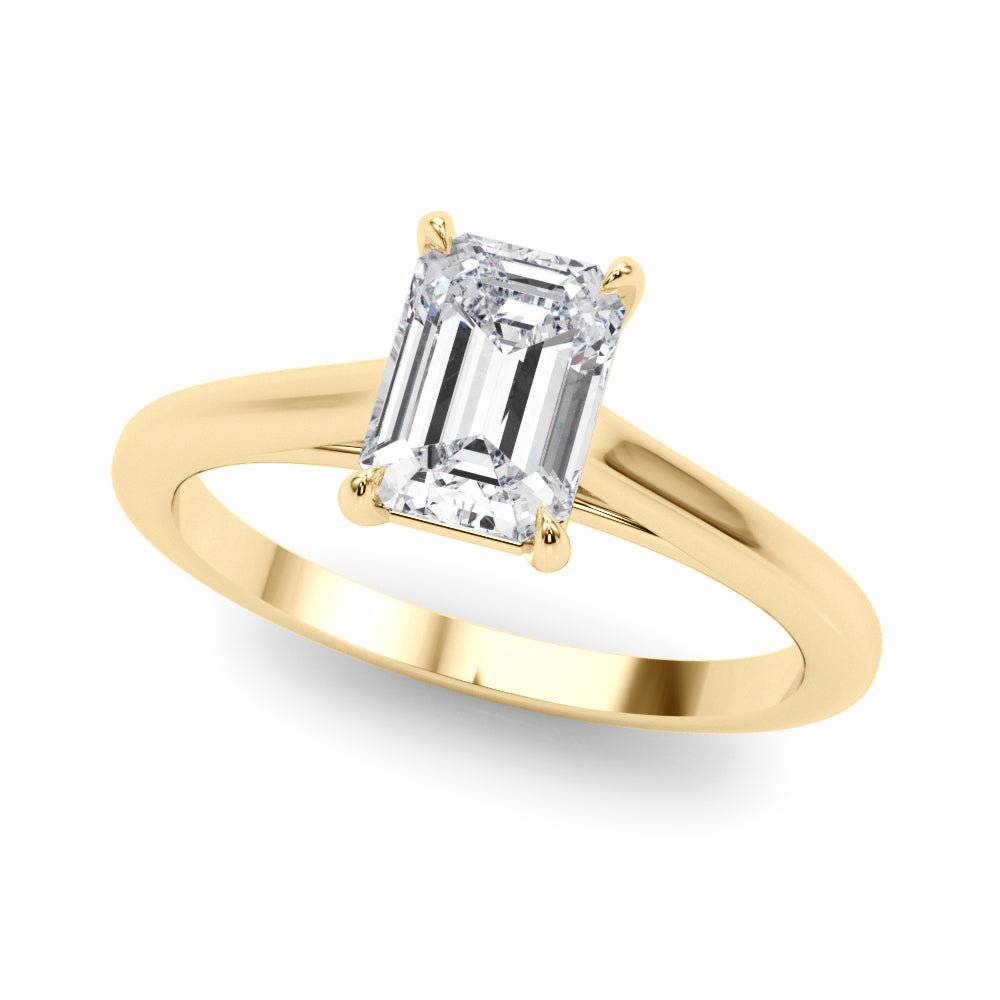 Classic Solitaire Cut Emerald Diamond Engagement Ring in 10K/14K gold and platinum with certified lab-grown or natural diamonds