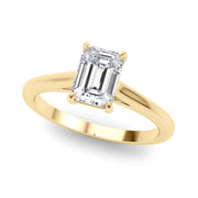 Classic Solitaire Cut Emerald Diamond Engagement Ring in 10K/14K gold and platinum with certified lab-grown or natural diamonds