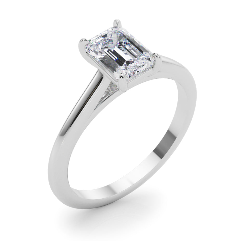 Classic Solitaire Cut Emerald Diamond Engagement Ring in 10K/14K gold and platinum with certified lab-grown or natural diamonds