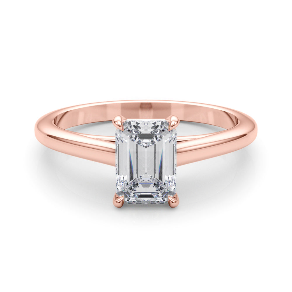Classic Solitaire Cut Emerald Diamond Engagement Ring in 10K/14K gold and platinum with certified lab-grown or natural diamonds