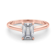Classic Solitaire Cut Emerald Diamond Engagement Ring in 10K/14K gold and platinum with certified lab-grown or natural diamonds