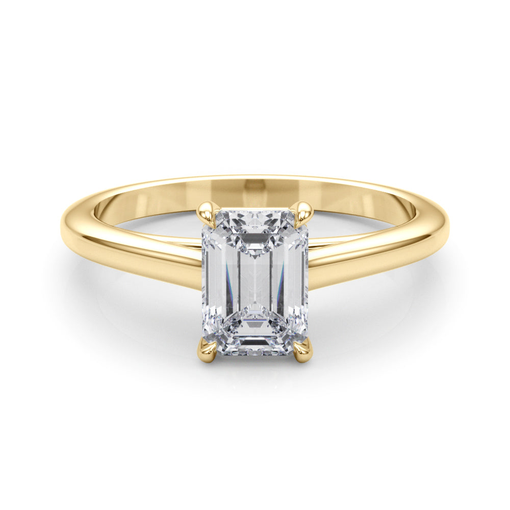 Classic Solitaire Cut Emerald Diamond Engagement Ring in 10K/14K gold and platinum with certified lab-grown or natural diamonds
