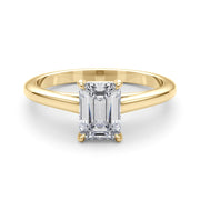 Classic Solitaire Cut Emerald Diamond Engagement Ring in 10K/14K gold and platinum with certified lab-grown or natural diamonds