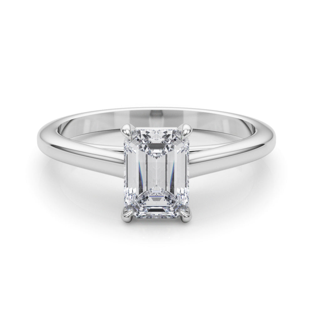 Classic Solitaire Cut Emerald Diamond Engagement Ring in 10K/14K gold and platinum with certified lab-grown or natural diamonds