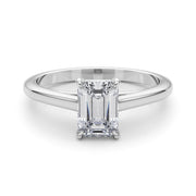Classic Solitaire Cut Emerald Diamond Engagement Ring in 10K/14K gold and platinum with certified lab-grown or natural diamonds
