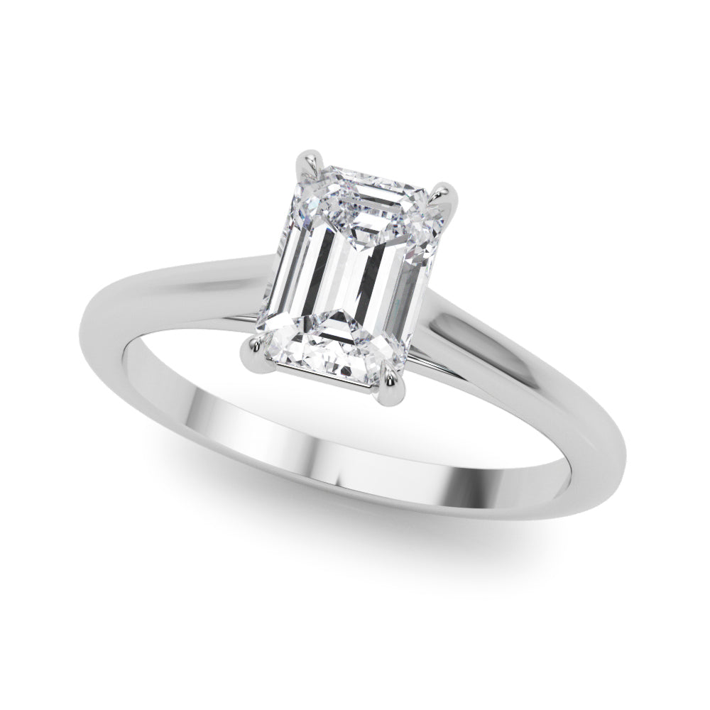 Classic Solitaire Cut Emerald Diamond Engagement Ring in 10K/14K gold and platinum with certified lab-grown or natural diamonds