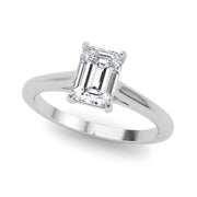 Classic Solitaire Cut Emerald Diamond Engagement Ring in 10K/14K gold and platinum with certified lab-grown or natural diamonds